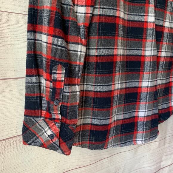 Cavalini Men's Plaid Button Up Shirt Red White Navy Size Medium - Picture 7 of 15
